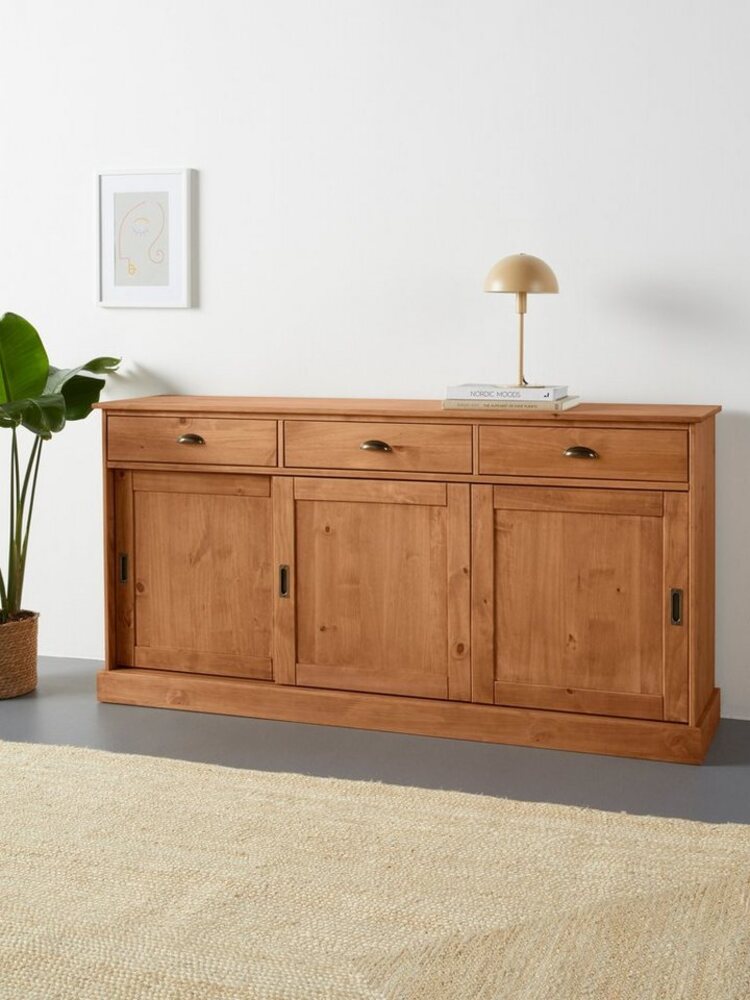 Home affaire Sideboard Schröder, Kommode, 3 Schiebetüren, 3 Schubkasten, aus massivem Kiefernholz Bild 1