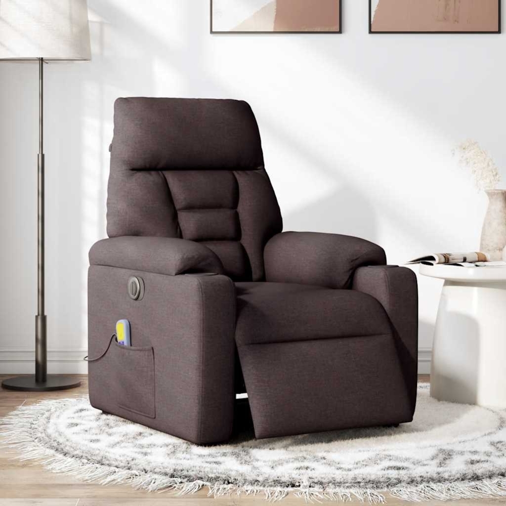 vidaXL Massagesessel Elektrisch Dunkelbraun Stoff 3303027 Bild 1
