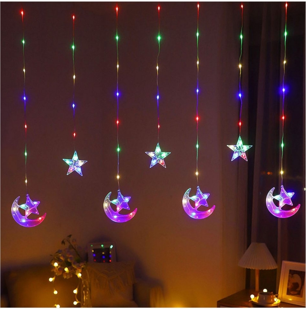 Qualra LED-Lichtervorhang Lichter Vorhang Innen 82LEDs Lichterkette Batterie Schlafzimmer Deko, 2.3M Wasserdicht Weihnachtsbeleuchtung Außen Bild 1