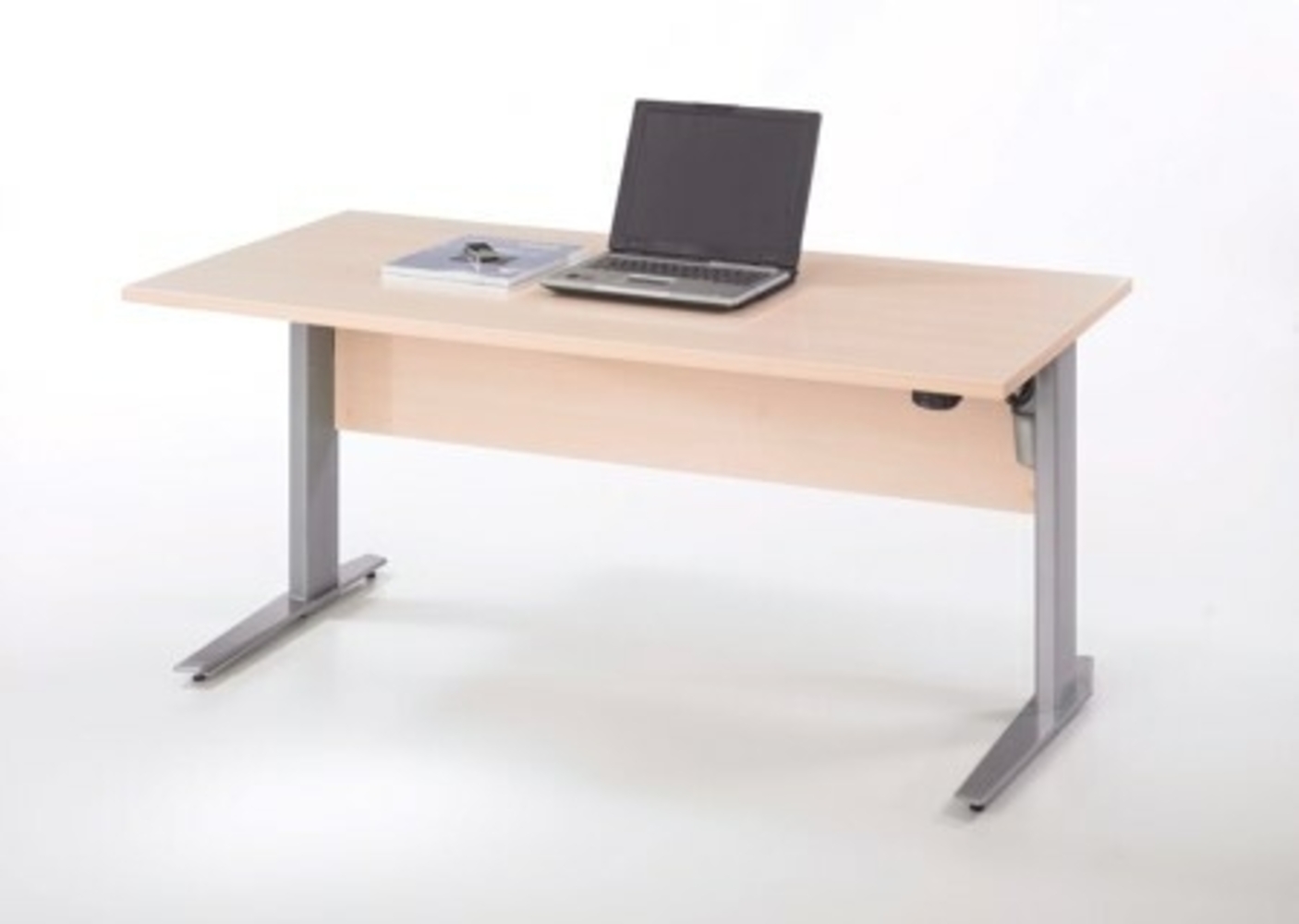 'Prima' Schreibtisch höhenverstellbar, Ahorn/Grau, 150 x 80 x 66,5 - 117,5 cm Bild 1