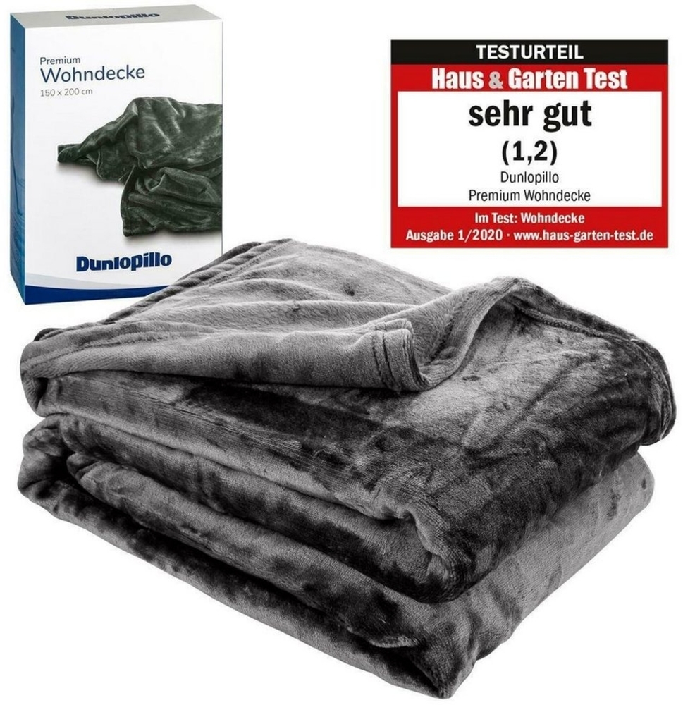 Dunlopillo Premium Kuscheldecke 150x200 cm - Kuscheldecke Platin Grau - extra weiche TV-Decke Satin - Made in Germany Bild 1