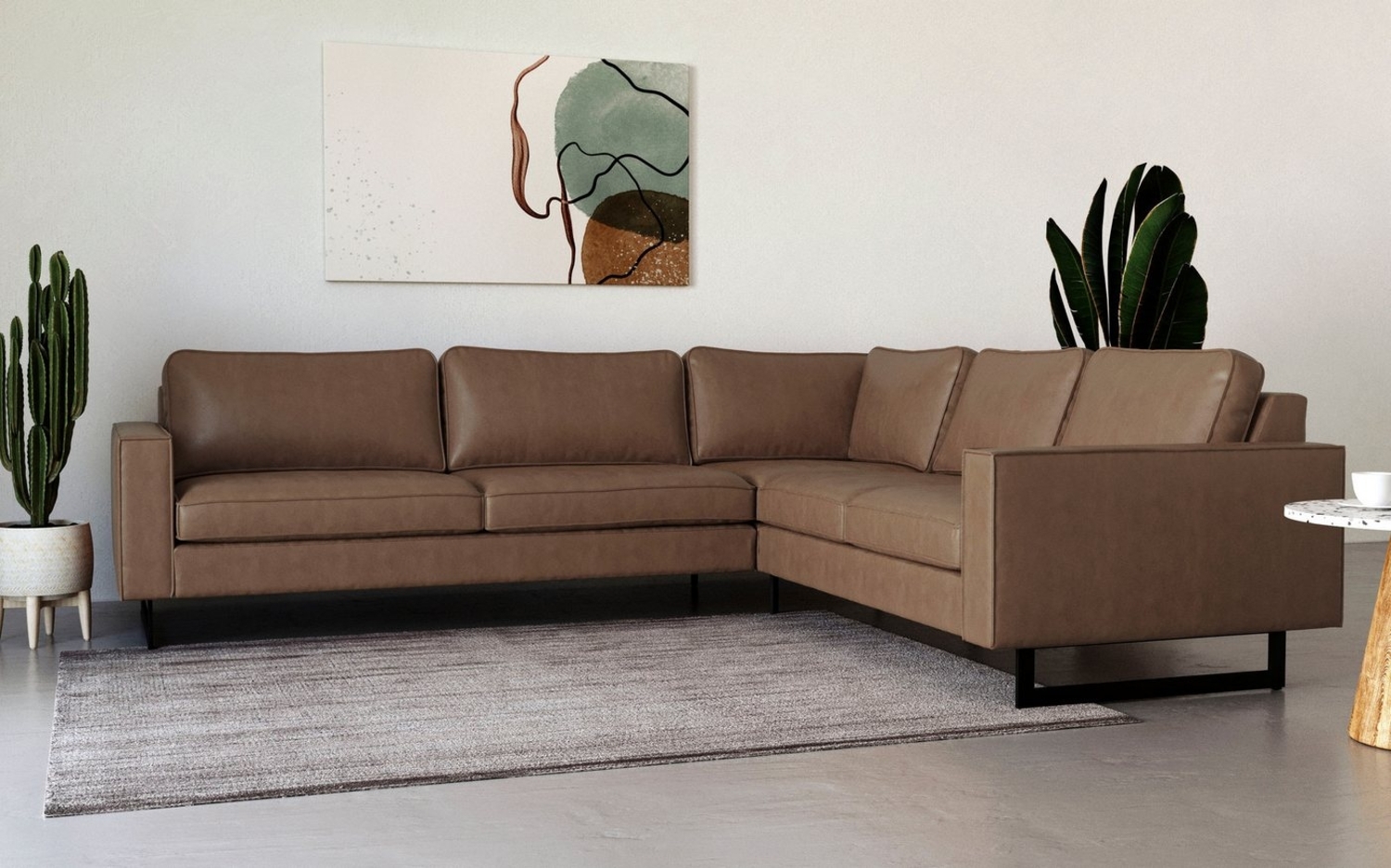 Places of Style Ecksofa Pinto, 250/290 cm, langer Schenkel, XXL, Ottomane, Cord, Feincord, Luxus-Microfaser Leder und Chenille Bild 1