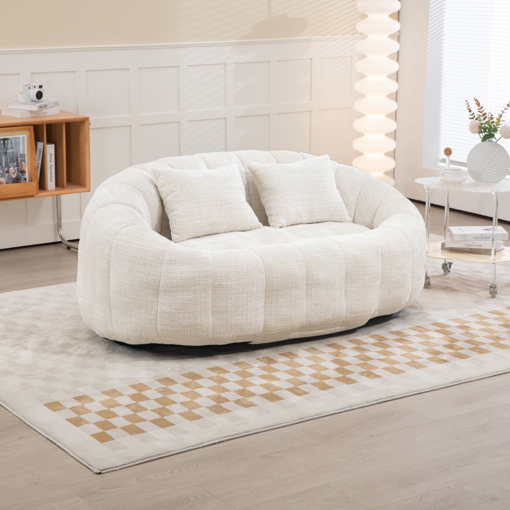 LVHOM Sitzsack XXL, Bean Bag mit Sitzpuff, Bodensofa mit 2 Kissen, 2-Sitzer-Sofa aus Chenille, 145x95x63cm Bild 1