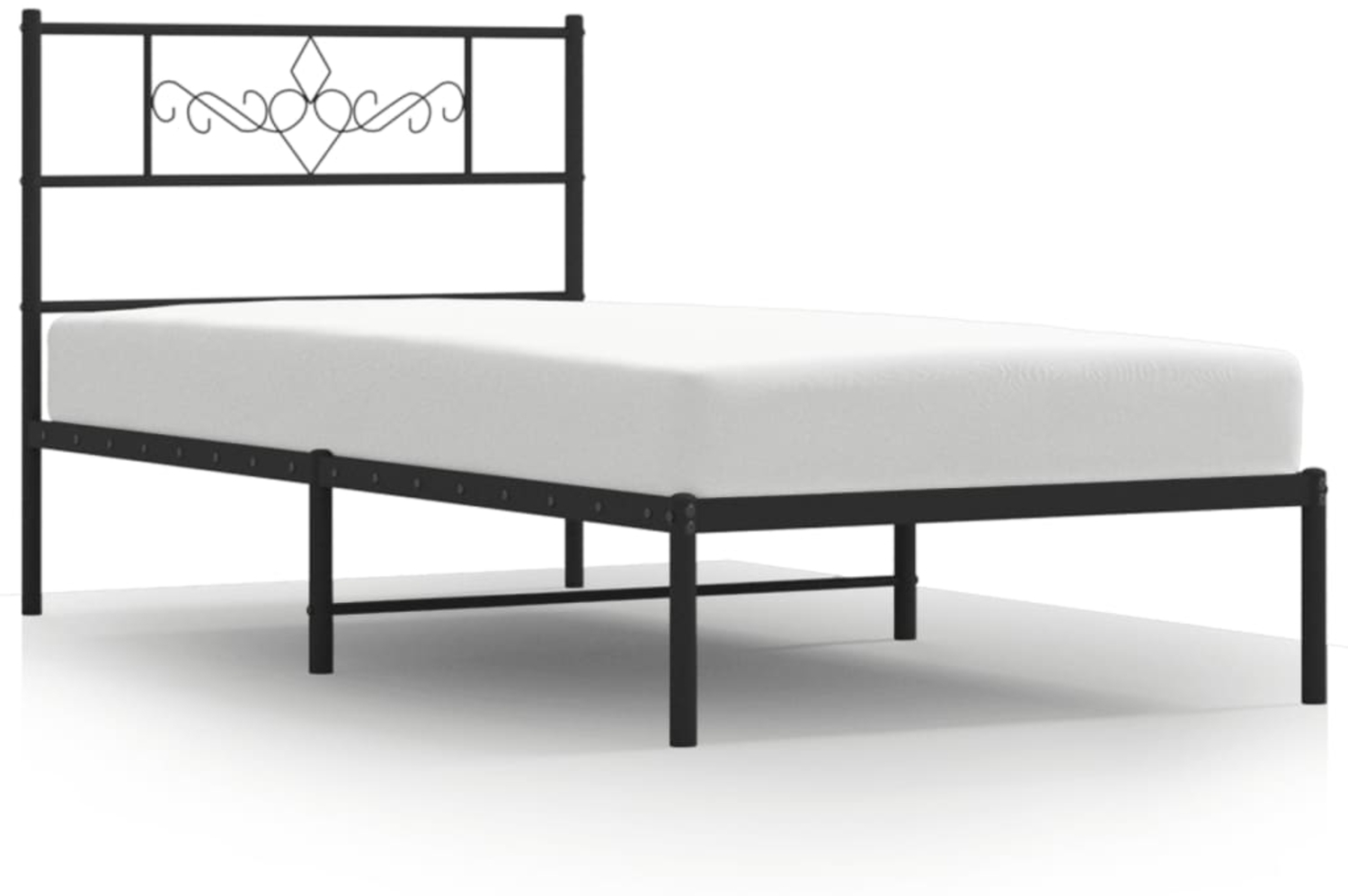 vidaXL Bettgestell mit Kopfteil, Metall, Schwarz, 100x200 cm Bild 1