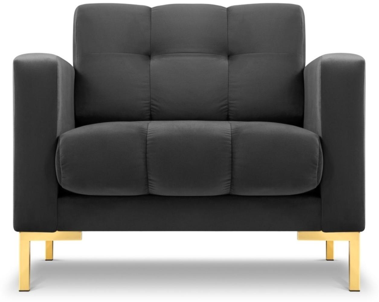 Micadoni Samtstoff Sessel Mamaia | Bezug Dark Grey | Beinfarbe Gold Metal Bild 1