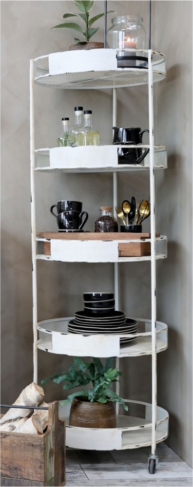 Regal auf Rädern 5 Fächer Metall Weiß H 157cm x D 53cm Chic Antique 41059719 Bild 1