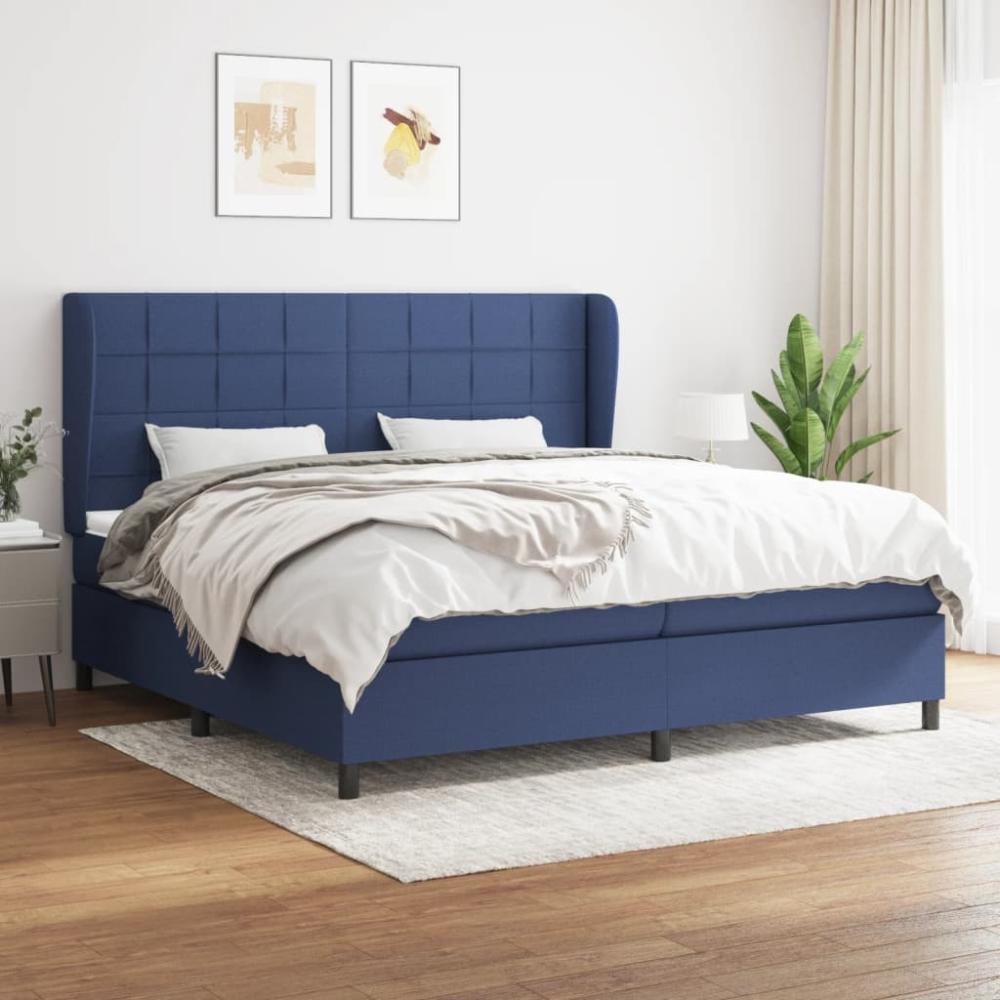 Boxspringbett mit Matratze Stoff Blau 200 x 200 cm, Härtegrad: H2 [3127995] Bild 1