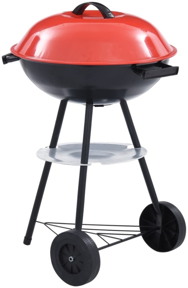 vidaXL Tragbarer Holzkohlegrill XXL mit Rädern 44 cm, Stahl, Schwarz und Rot Bild 1