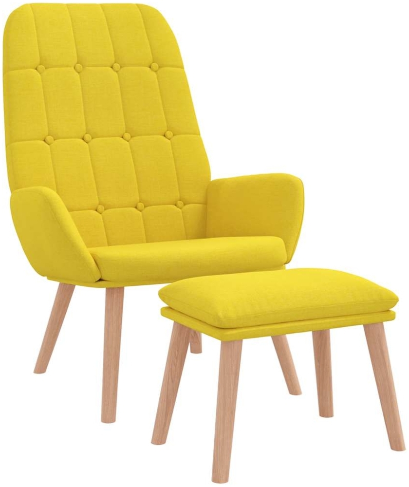 vidaXL Relaxsessel mit Hocker Hellgelber Stoff 3315154 Bild 1