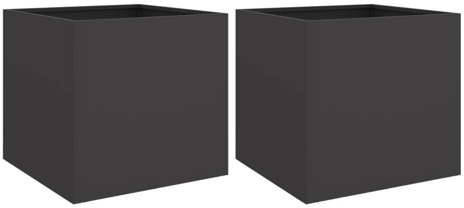 vidaXL Pflanzkübel 2 Stk. Schwarz 49x47x46 cm Stahl 841560 Bild 1