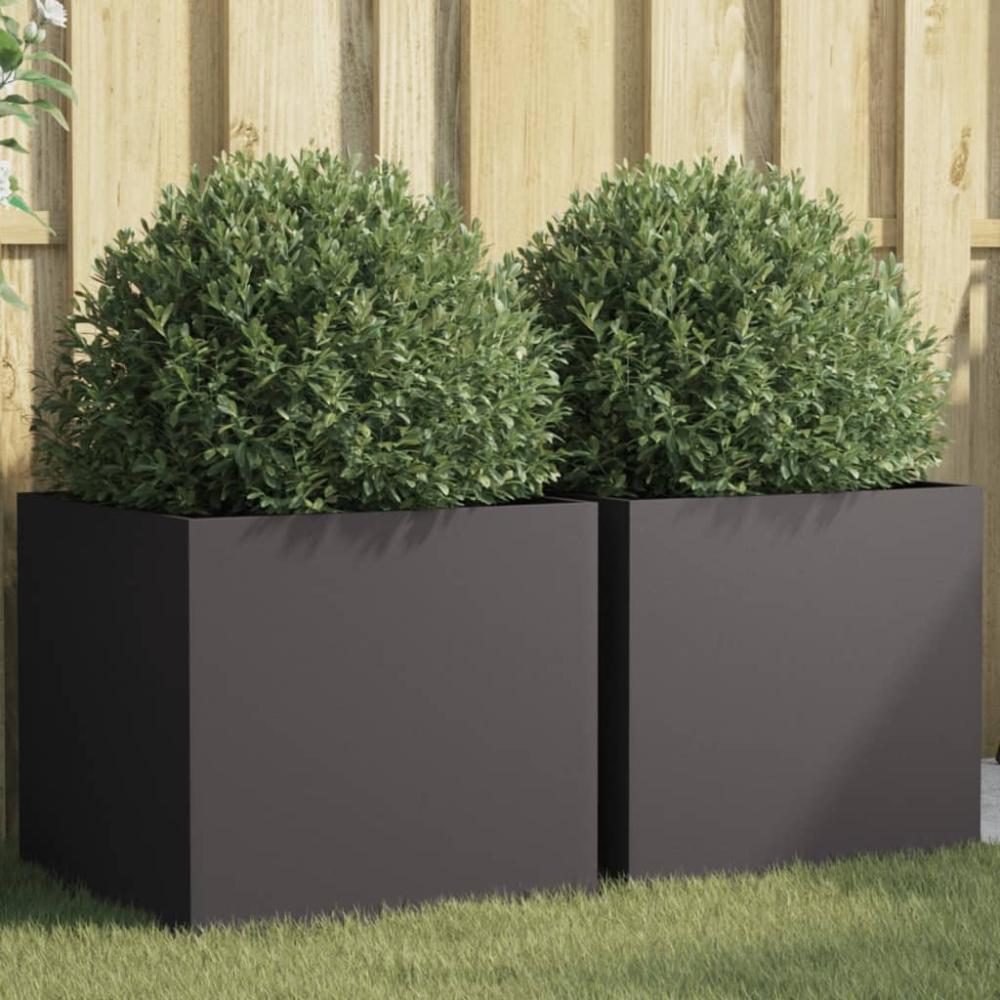 vidaXL Pflanzkübel 2 Stk. Schwarz 49x47x46 cm Stahl 841560 Bild 1