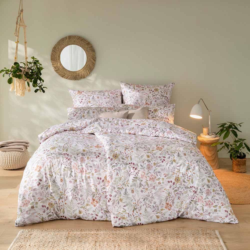 Estella Schweizer Premium Satin Bettwäsche 135x200 Clara Blüten Zweige natur 2175-985 Bild 1