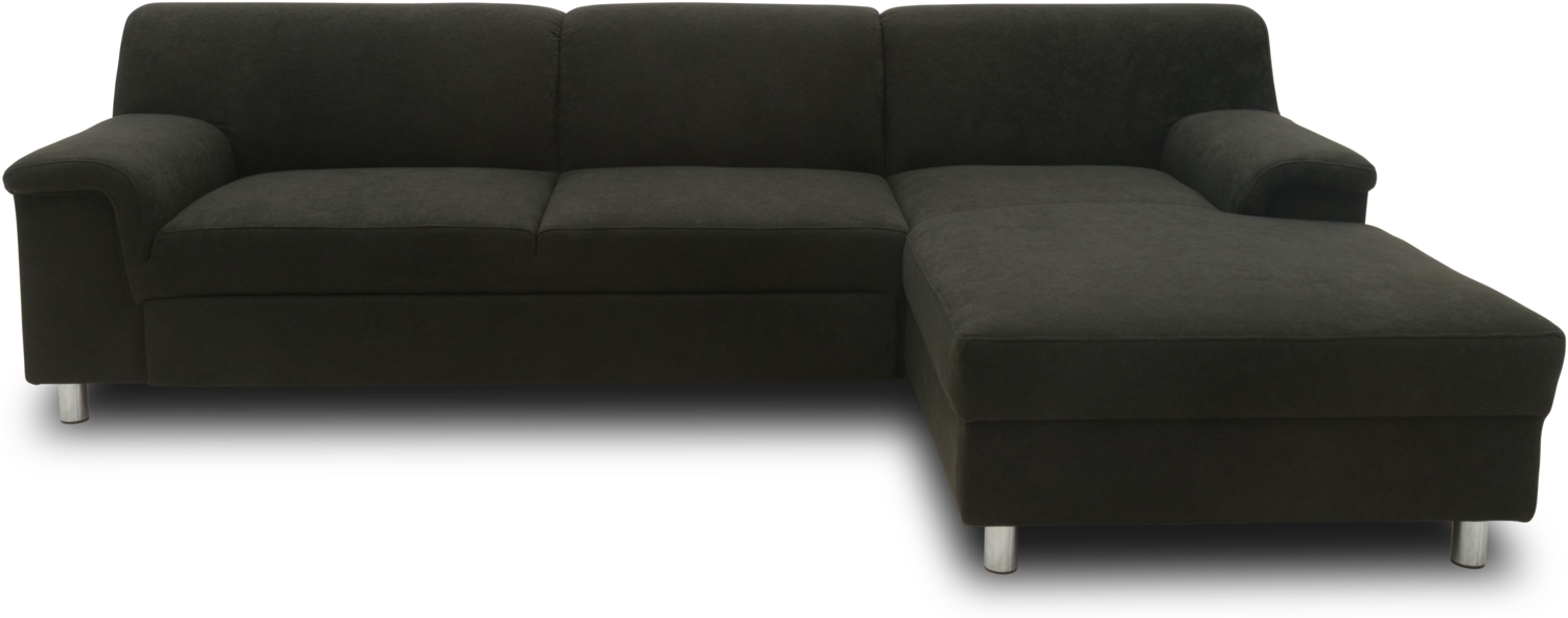 DOMO. collection Ecksofa Junin, Couch in L-Form mit Schlaffunktion, Füße mit Filzgleitern, Sofa, Polsterecke, Eckcouch, Polstergarnitur 251 x 150 x 72 cm (BxTxH), schwarz Bild 1
