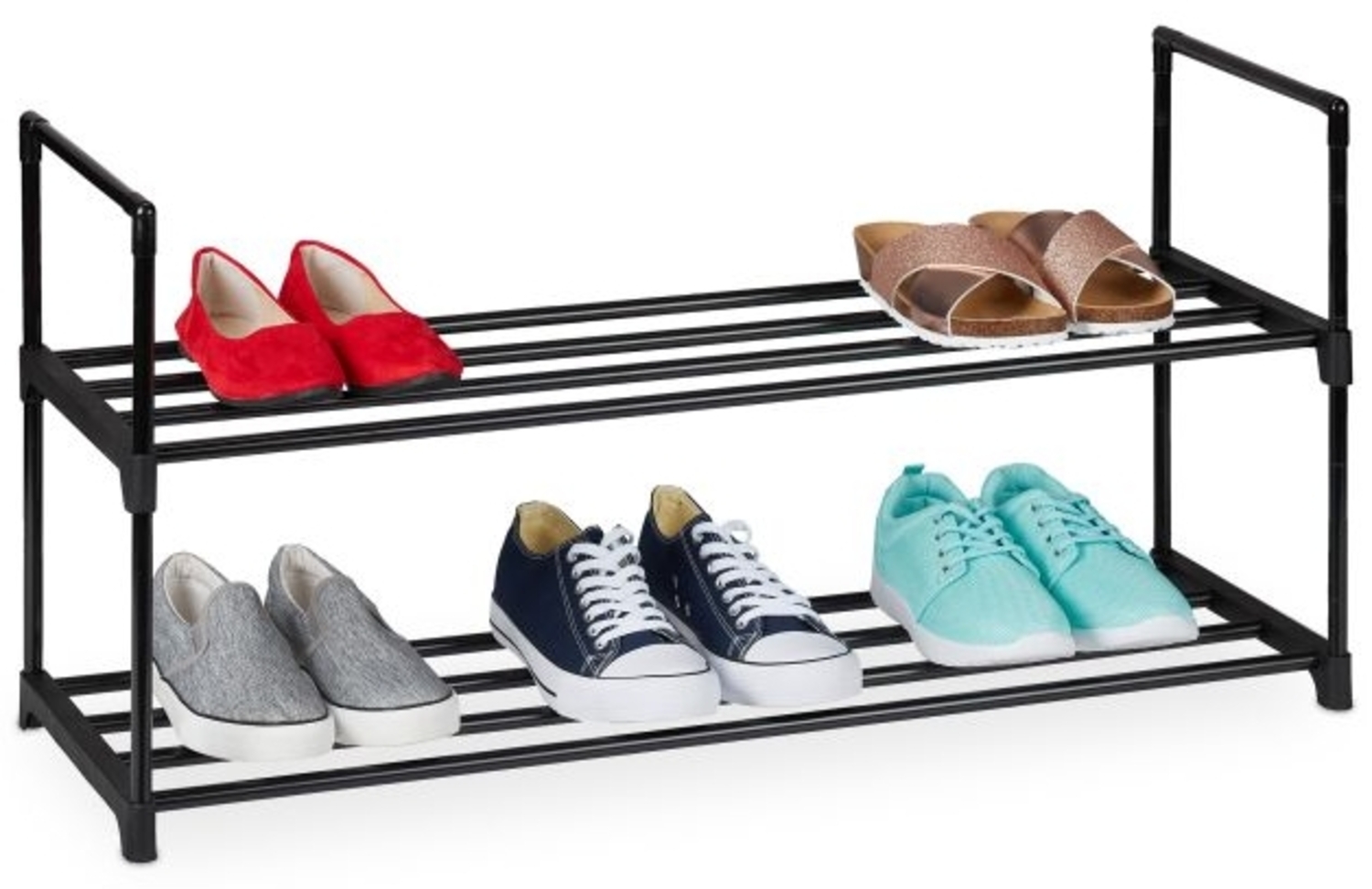 Schwarzes Schuhregal aus Metall Bild 1