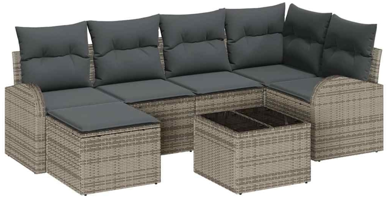 vidaXL Gartensofa-set 7 pcs Grau Poly-Rattan 3346119 Bild 1