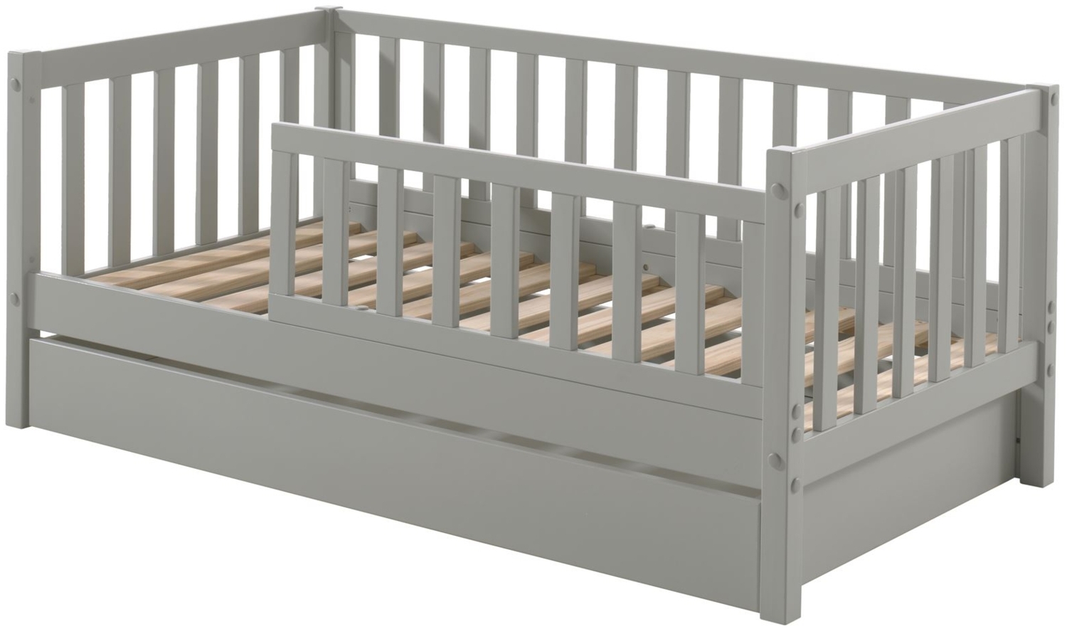 Juniorbett Karie 148x76x60 Kinderbett Massivholz+MDF Grau Bild 1