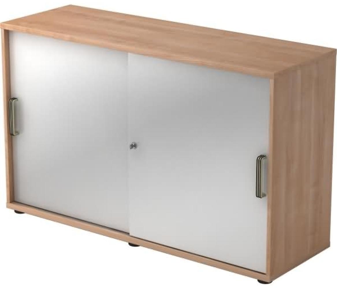 Schiebetürschrank 2 Ordnerhöhen, 120cm SG Nussbaum / Silber Bild 1