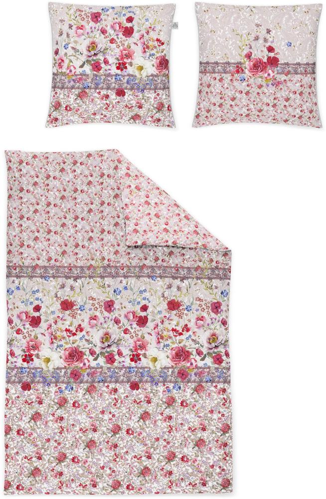 Irisette Glamour Mako-Satin Bettwäsche 155x220 Rosen Blumen bunt rosa 8864-60 Bild 1