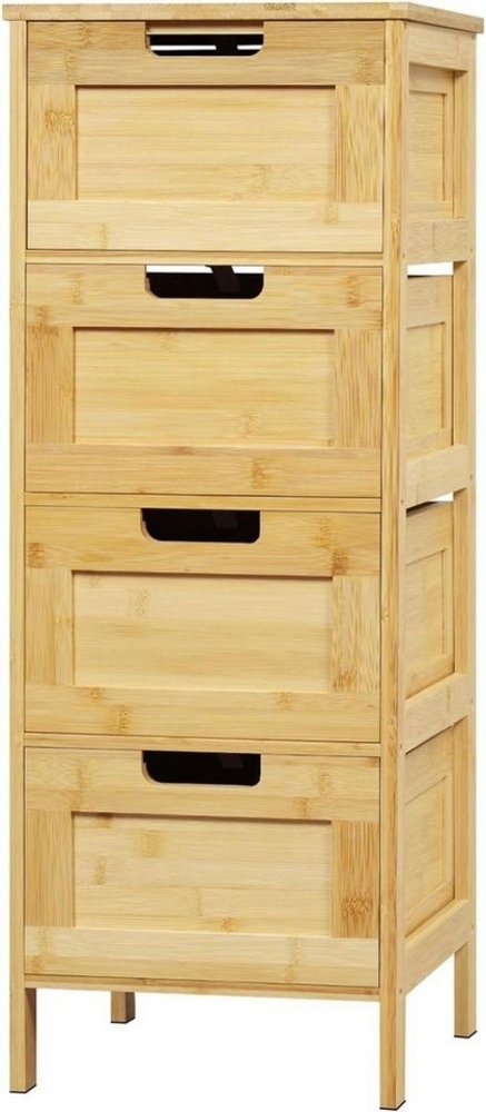 EUGAD Badkommode (1 St), Badschrank Bambus, mit 4 Schubladen, 30 x 80 x 30 cm Bild 1