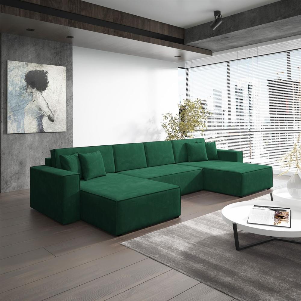 Wohnlandschaft Schlafsofa Sofa CONOR Stoff Kronos Dunkelgrün Bild 1