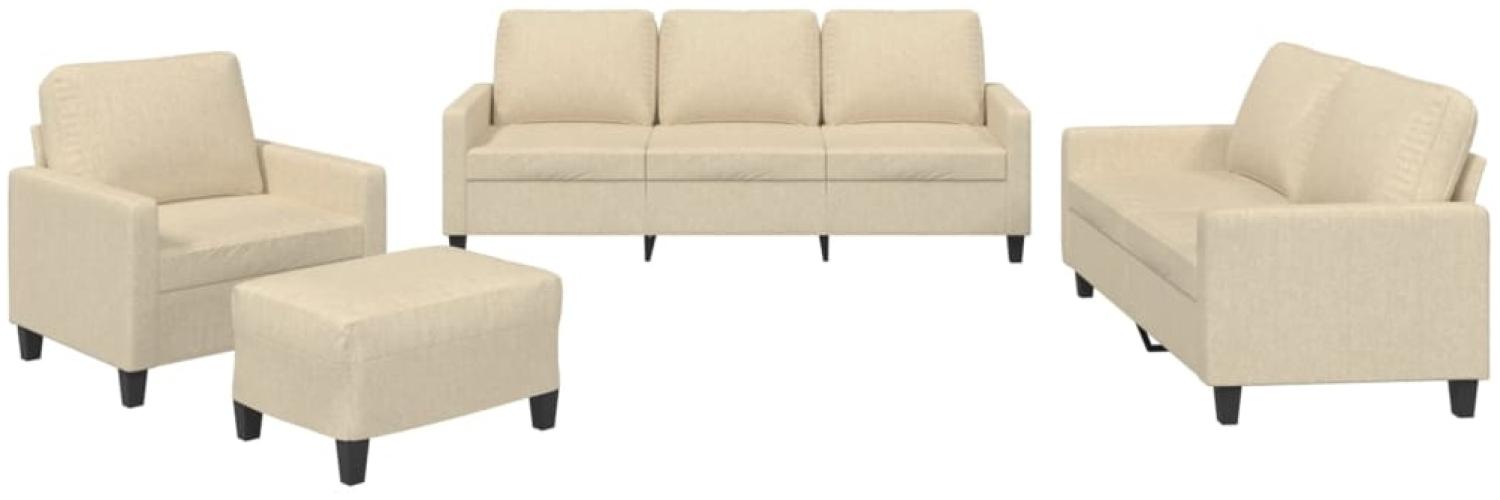vidaXL 4-tlg. Sofagarnitur mit Kissen Creme Stoff 3201438 Bild 1