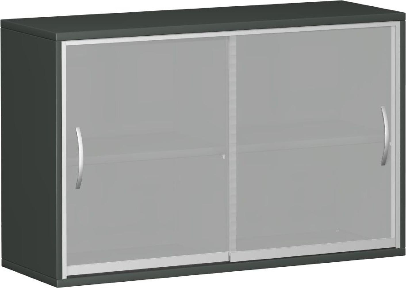 Schiebetürenschrank mit satinierten Glas-Schiebetüren, 120x42x77cm, Graphit Bild 1