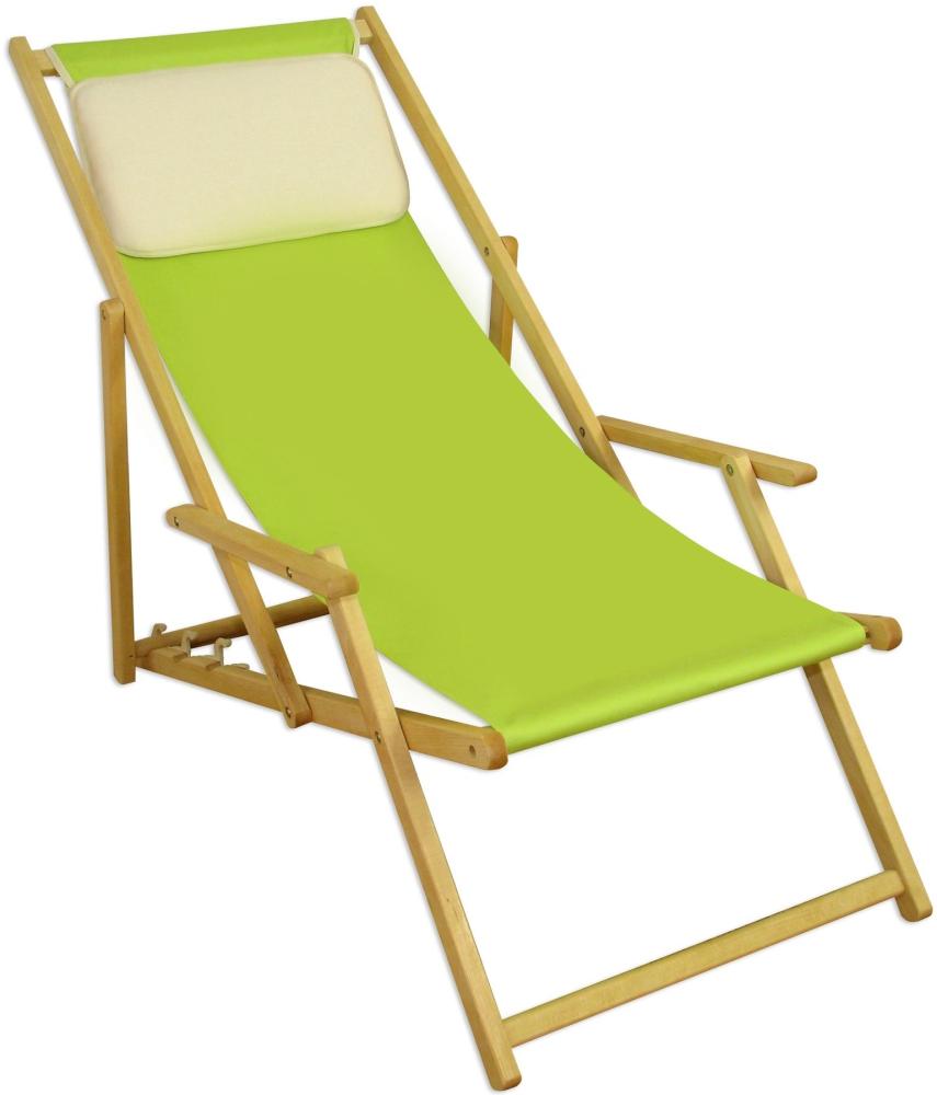 Strandstuhl pistazie Liegestuhl Sonnenliege Gartenstuhl Deckchair Buche natur klappbar 10-306NKH Bild 1