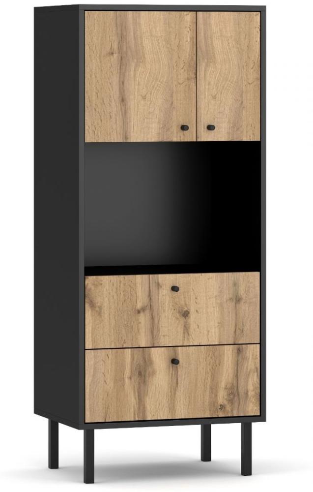 Highboard Konya in Eiche und schwarz 57 x 135 cm Bild 1