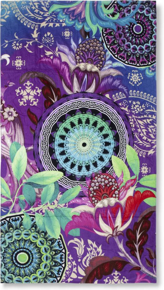 Velours Strandtuch AXELLE, Motiv: Mandala Blumen, 100 x 180 cm Bild 1