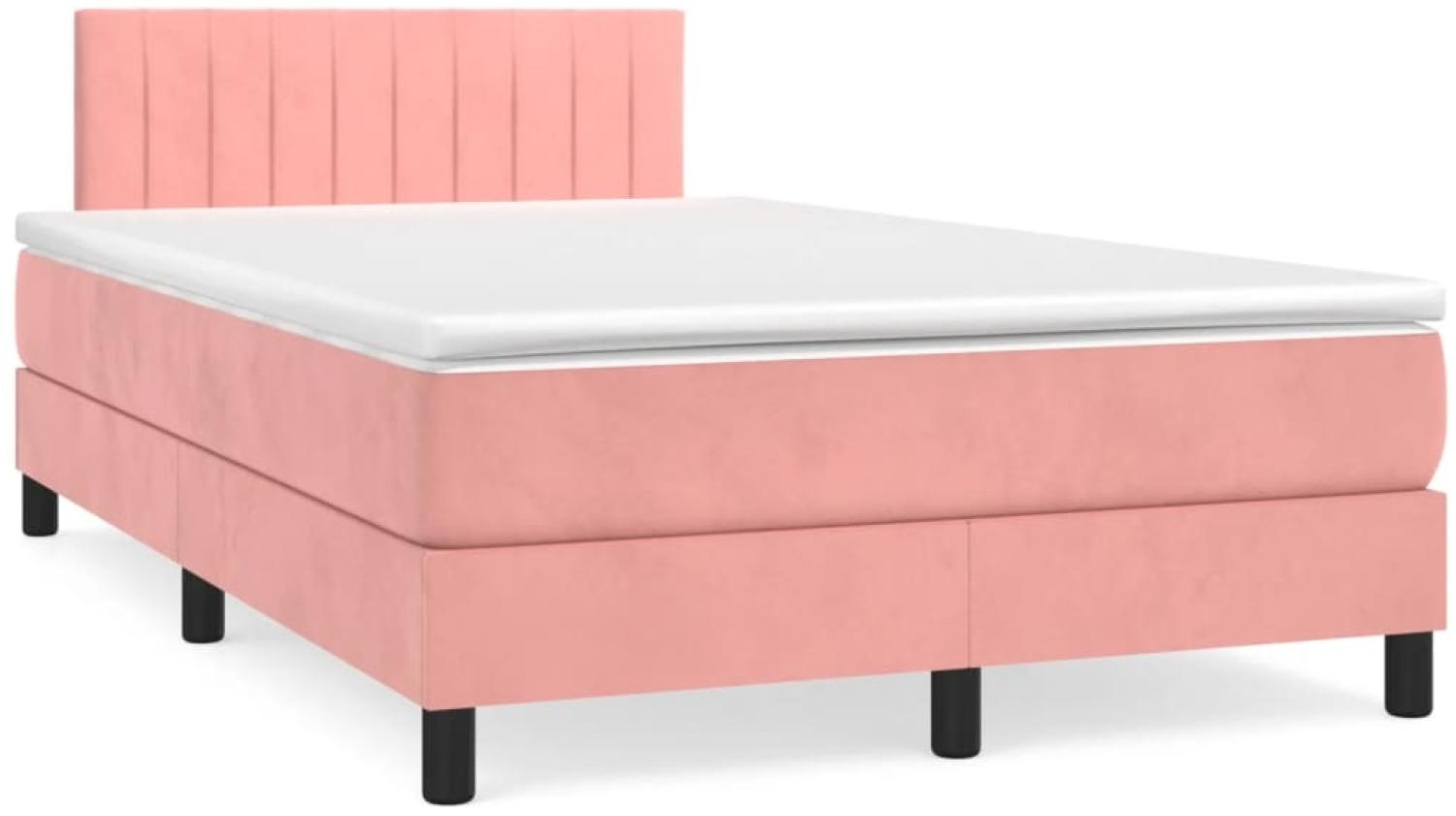 vidaXL Boxspringbett mit Matratze Rosa 120x190 cm Samt 3269854 Bild 1