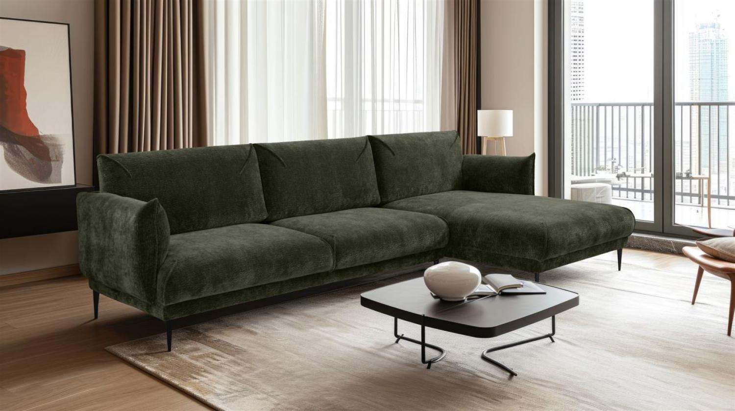 Ecksofa Designersofa MADISON in Stoff Dress Me Grün Ottomane Rechts Bild 1