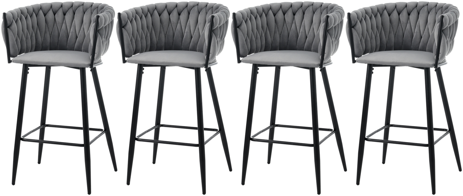 Merax Samt-Esszimmerstühle '4er Set', luxuriös, mit Metallbeinen, Grau, für Wohnzimmer Bild 1