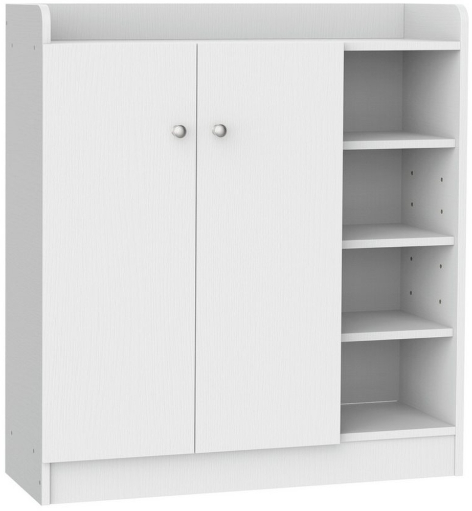 HOMCOM Schuhschrank Schuhregal Dielenschrank Highboard mit 4 Fächern (Kommode, 1-St, Allzweckschrank) Weiß 83 x 30 x 90 cm Bild 1