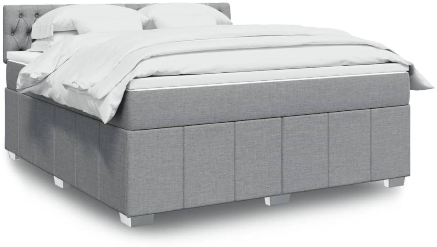 vidaXL Boxspringbett mit Matratze Hellgrau 180x200 cm Stoff 3289454 Bild 1