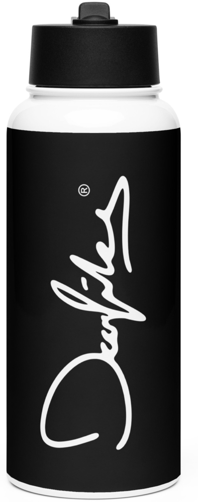 DECALVIBES Edelstahl Trinkflasche 1L mit Strohhalm Classic - Schwarz Bild 1