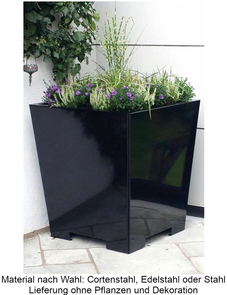 Mecondo Pflanzgefäß CONA konisch 85x85x95 cm Corten/Edelstahl/Stahl Blumenkübel Stahl tiefschwarz glänzend (RAL 9005) Bild 1