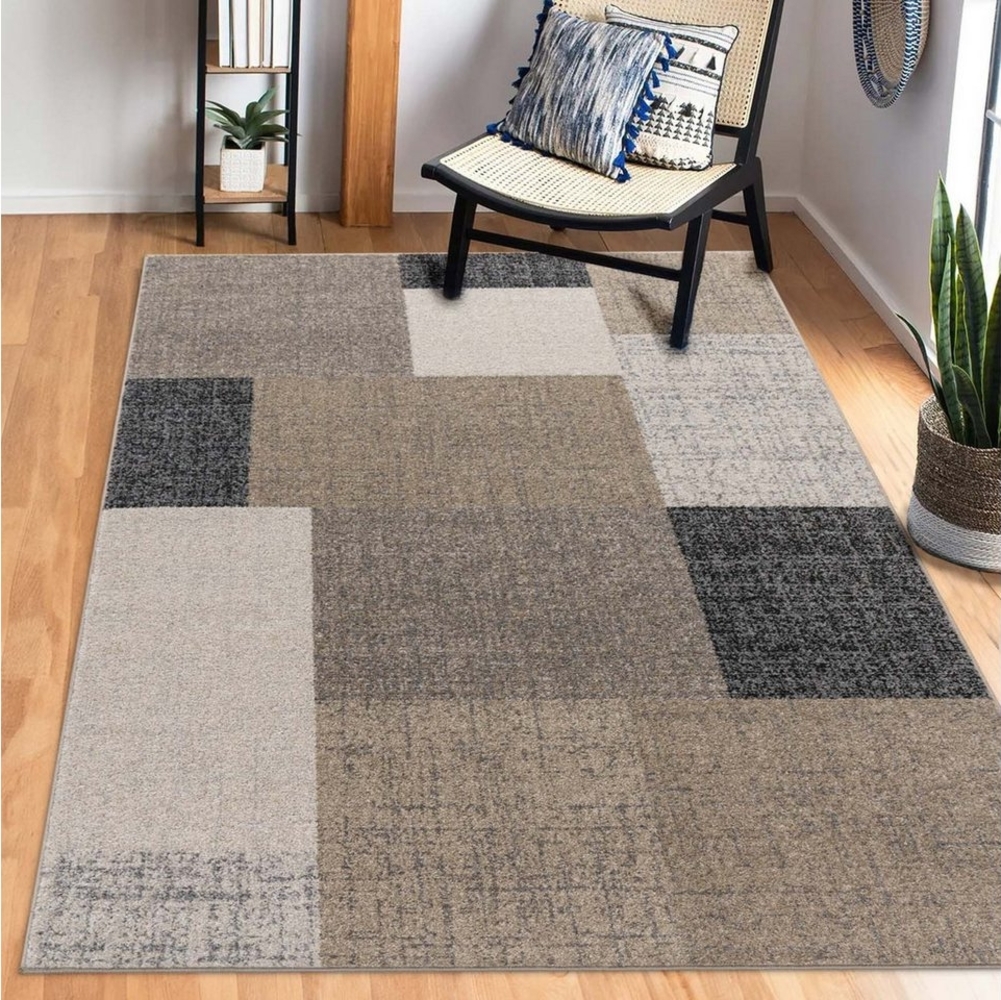 TaraCarpet Teppich TaraCarpet Terra Design 105 Quadrate, rechteckig, Höhe: 13 mm, natürliche Farben karo beige Wohnzimmer Schlafzimmer Esszimmer 160X220 Bild 1