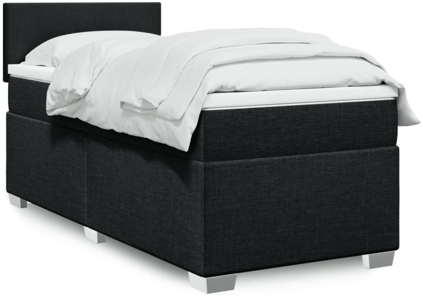 vidaXL Boxspringbett mit Matratze Schwarz 90x200 cm Stoff 3288066 Bild 1