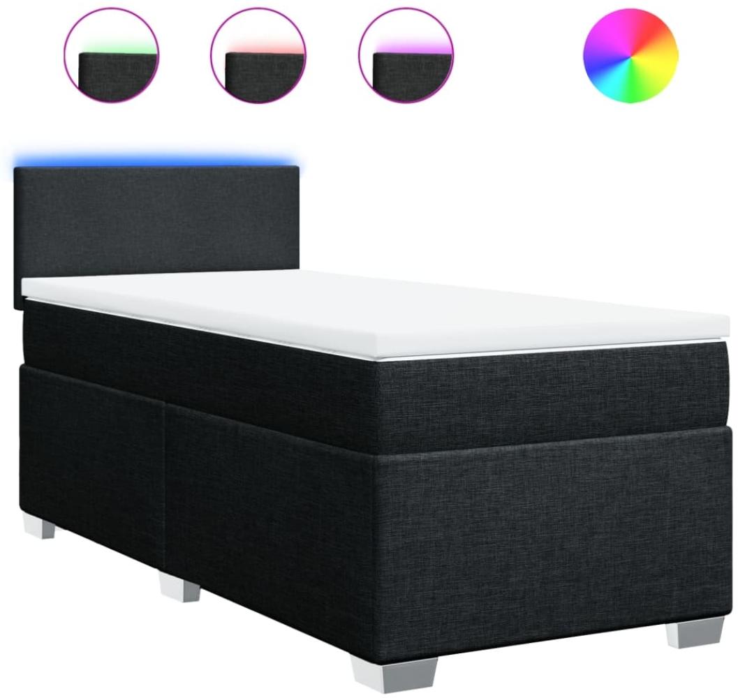 vidaXL Boxspringbett mit Matratze Schwarz 90x200 cm Stoff 3288066 Bild 1