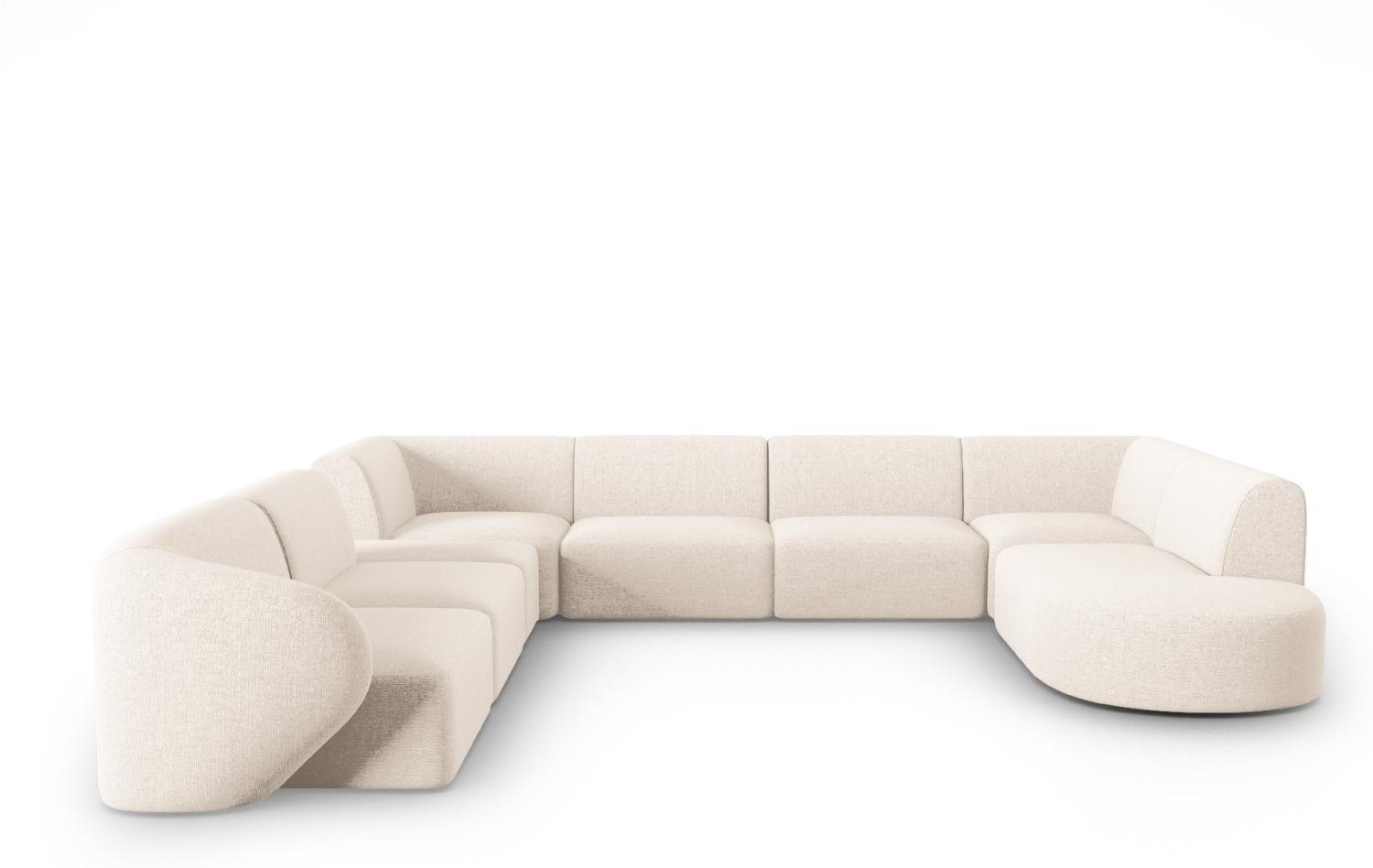 Micadoni Modulares Panorama Ecksofa Shane 8-Sitzer Links Chenille Hellbeige Melange Bild 1