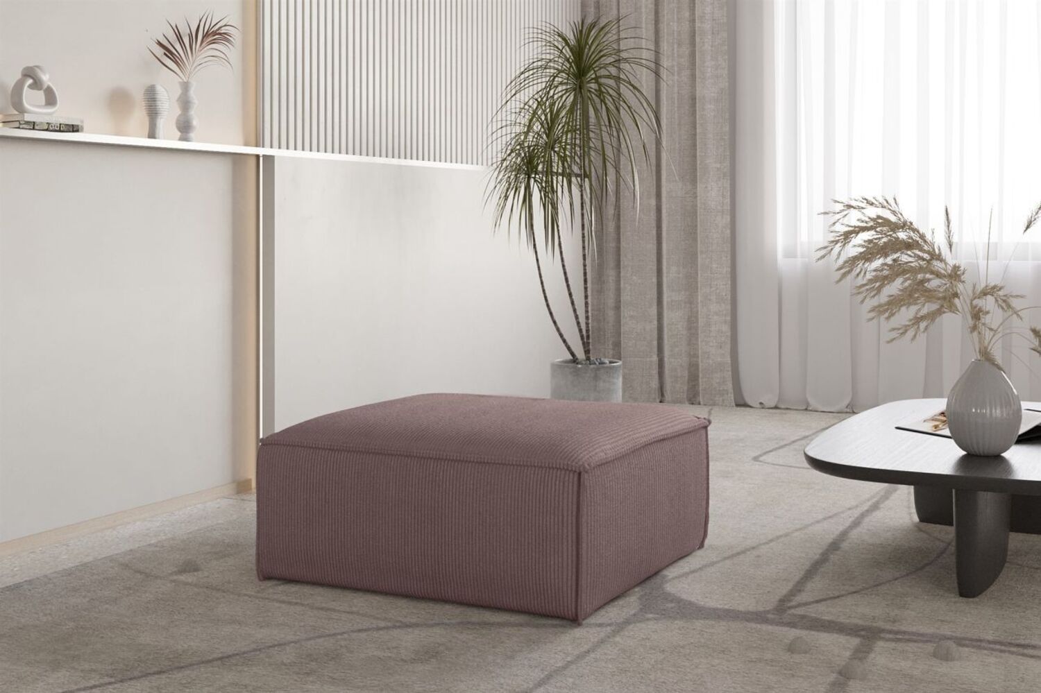 Polsterhocker Designerhocker CELES PREMIUM 85x85 cm in Stoff Scala Lavendel Bild 1