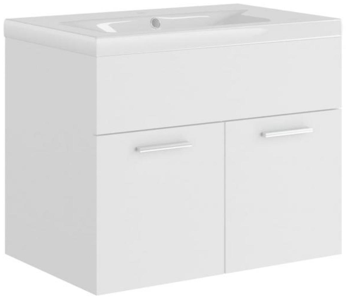 vidaXL Waschbeckenunterschrank mit Einbaubecken Weiß Spanplatte [3070820] Bild 1