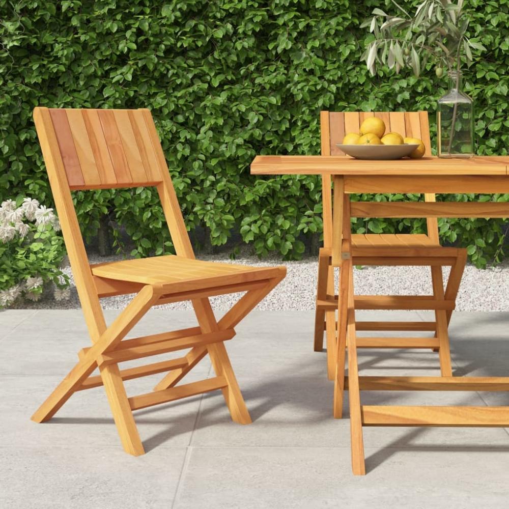 vidaXL Gartenstühle 2 Stk. Klappbar 47x61x90 cm Massivholz Teak 362759 Bild 1