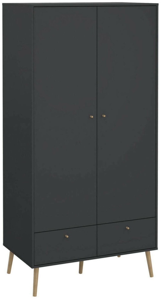 Dmora Kleiderschrank 2 Türen Kahina, Schlafzimmermöbel, Schrank, Garderobe, 99x58 h200 cm, Grau Bild 1