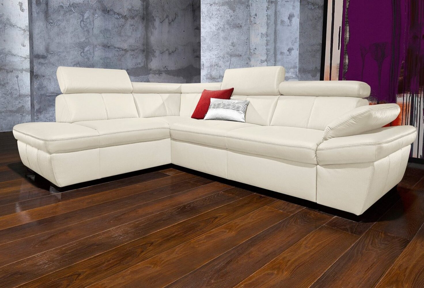 exxpo - sofa fashion Ecksofa Salerno, klassisch modernes Funktionssofa, hoher Sitzkomfort, L-Form, inkl. Kopf- und Armteilverstellung, wahlweise mit Bettfunktion Bild 1