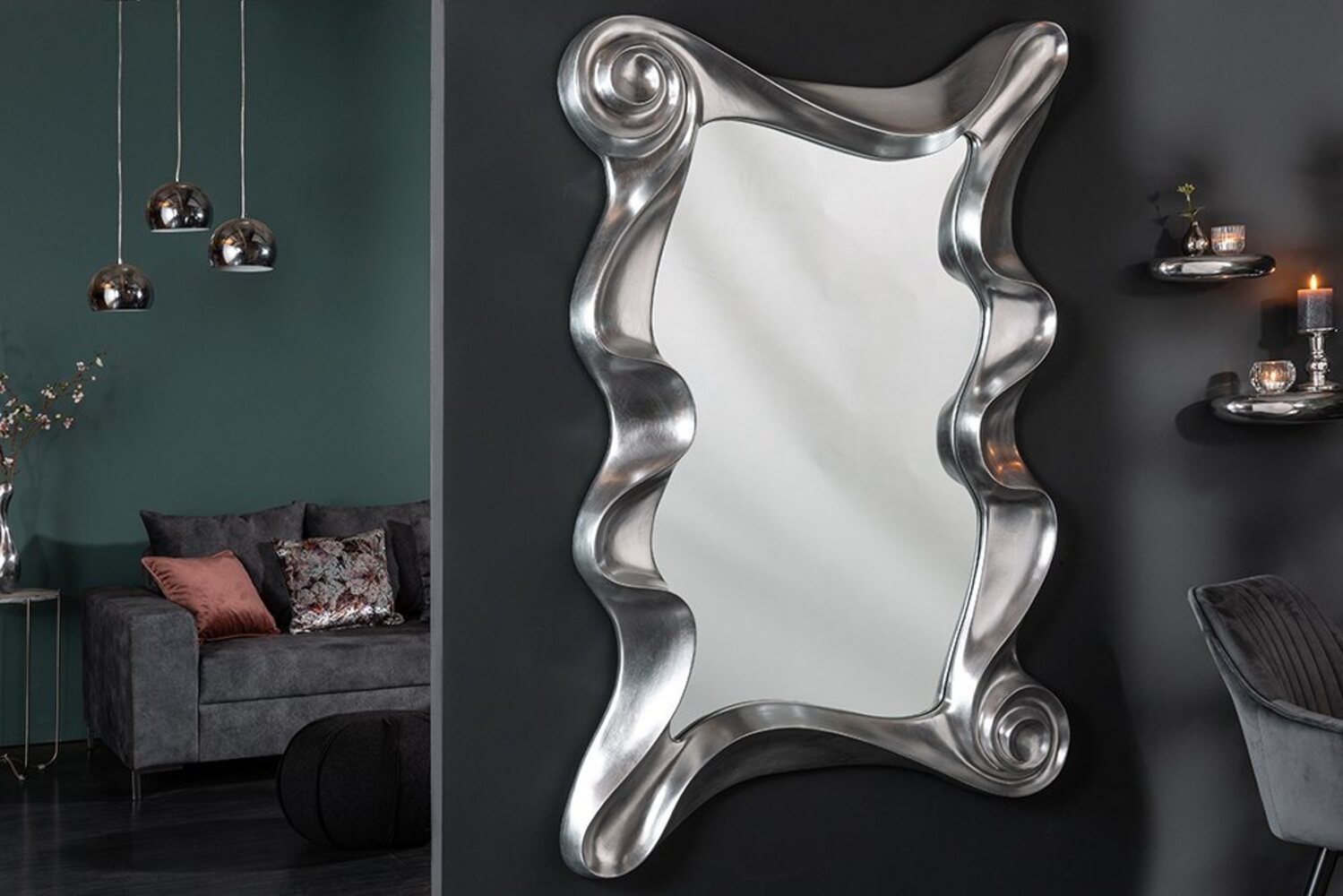 riess-ambiente Wandspiegel ALICE 160x106cm silber (Einzelartikel, 1-St), Wohnzimmer · Polyresin · groß · Ganzkörper · Dekoration · Schlafzimmer Bild 1