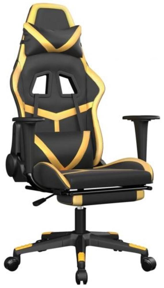 vidaXL Gaming-Stuhl mit Massage & Fußstütze Schwarz Golden Kunstleder 345436 Bild 1