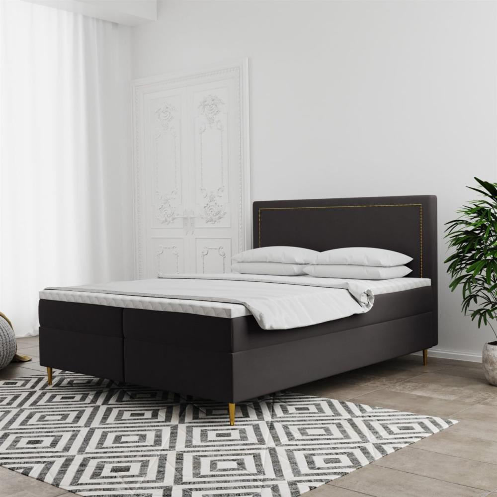 Boxspringbett Schlafzimmerbett LUCIEN 120x200cm in Stoff Soro Zinn Bild 1