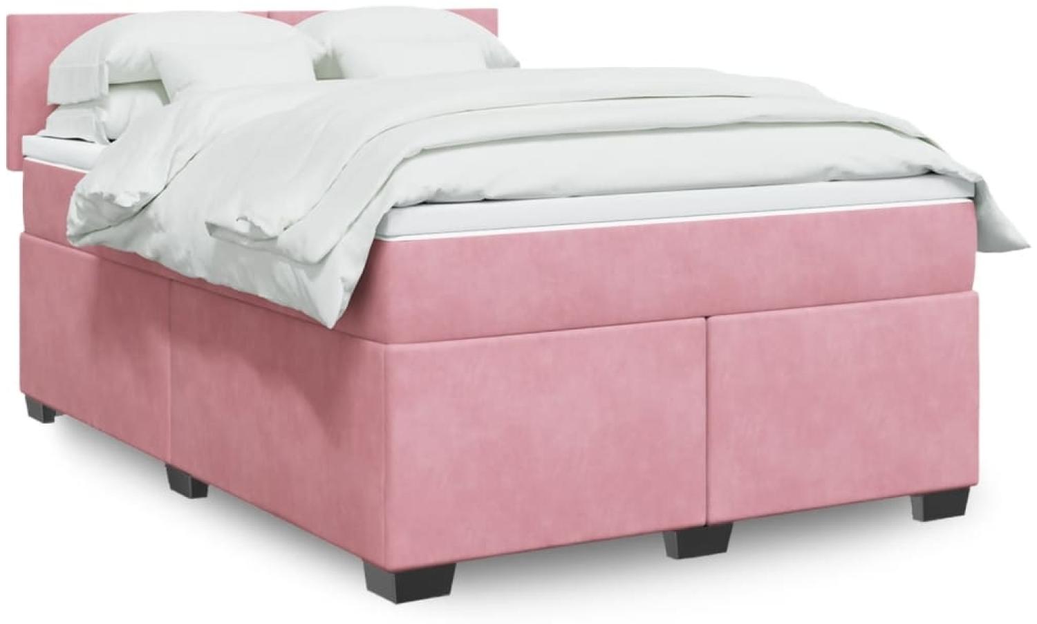 vidaXL Boxspringbett mit Matratze Rosa 160x200 cm Samt 3286353 Bild 1