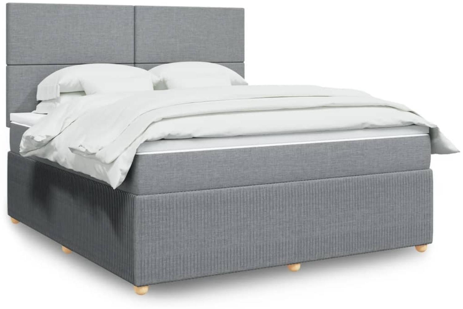 vidaXL Boxspringbett mit Matratze Hellgrau 180x200 cm Stoff 3294428 Bild 1